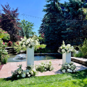 White wooden pedestal