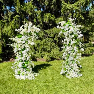 Lena (2 piece) arch with silk greenery and silk flowers
