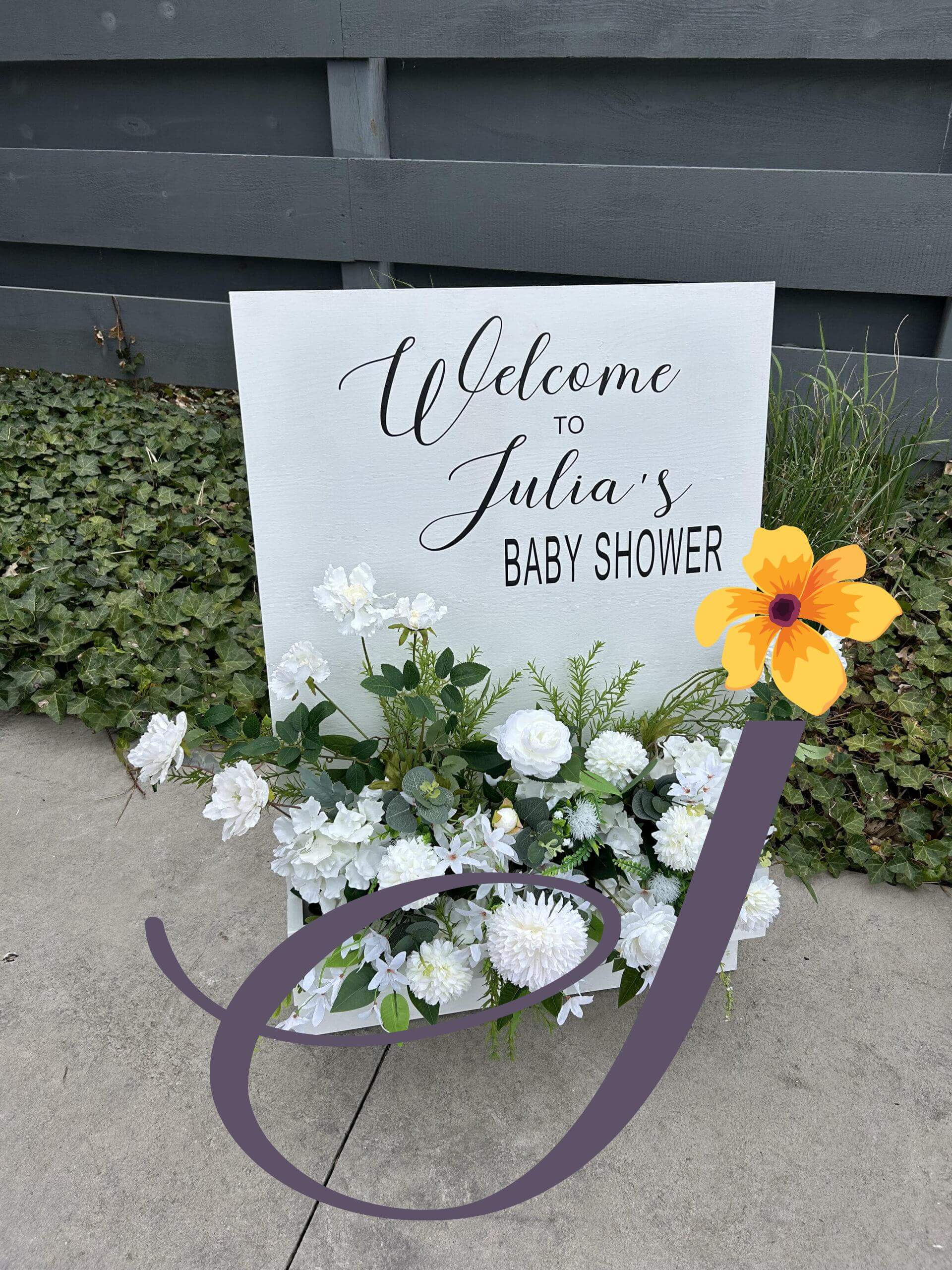 White Floral Welcome Sign - Image 2